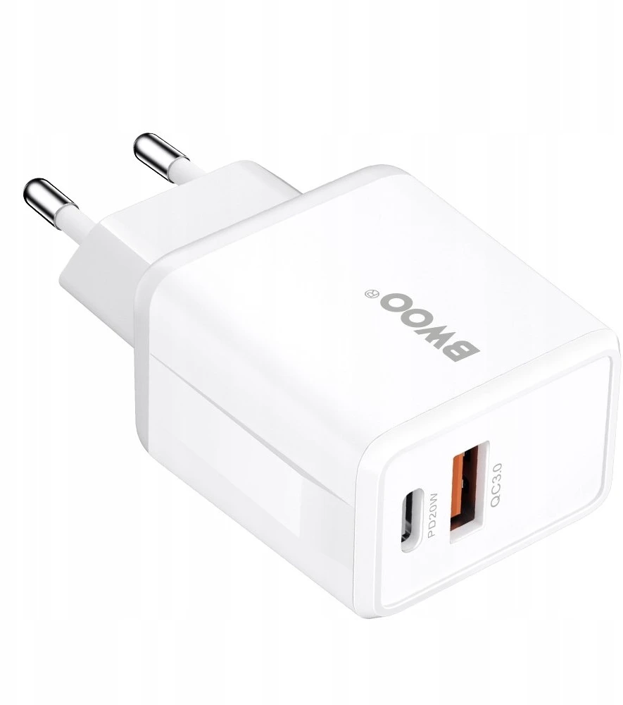 BWOO sieninis įkroviklis CDA182 QC 38W 1x USB-A + 1x USB-C su USB-C į Lightning laidu 1 m juodas