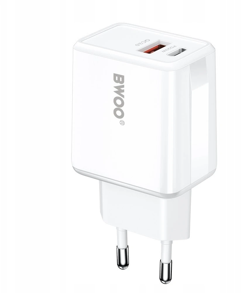 BWOO sieninis įkroviklis CDA182 QC 38W 1x USB-A + 1x USB-C su USB-C į Lightning laidu 1 m juodas