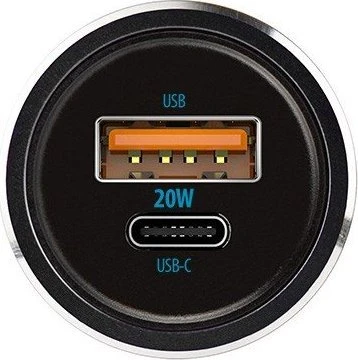 Forever CC-06 PD QC automobilinis įkroviklis 1x USB-C 1x USB 20W juodas