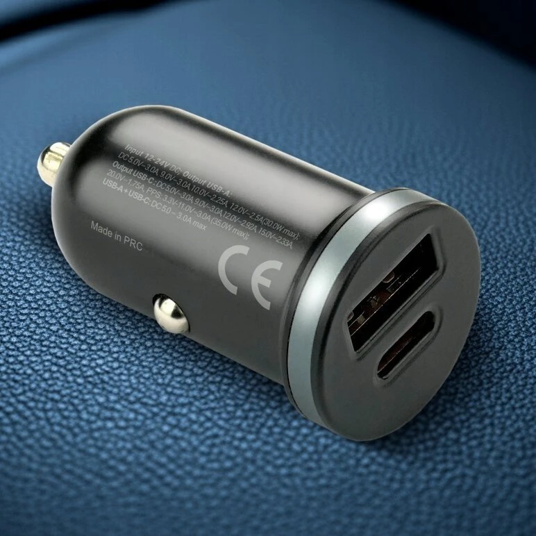 Automobilinis įkroviklis everActive CC-30Q USB + USB-C QC 3.0 PD 35W