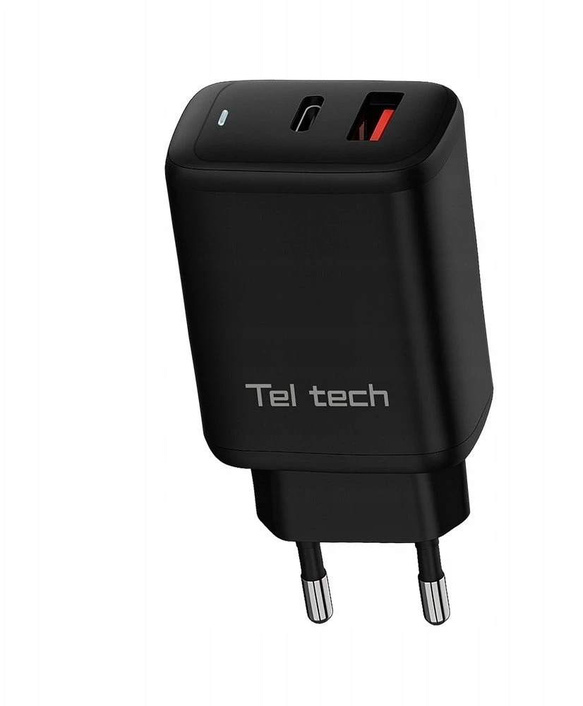 Teltech kroviklis jungiama į tinklą GaN USB / Typ-C 65W QC PD juoda TCH-05