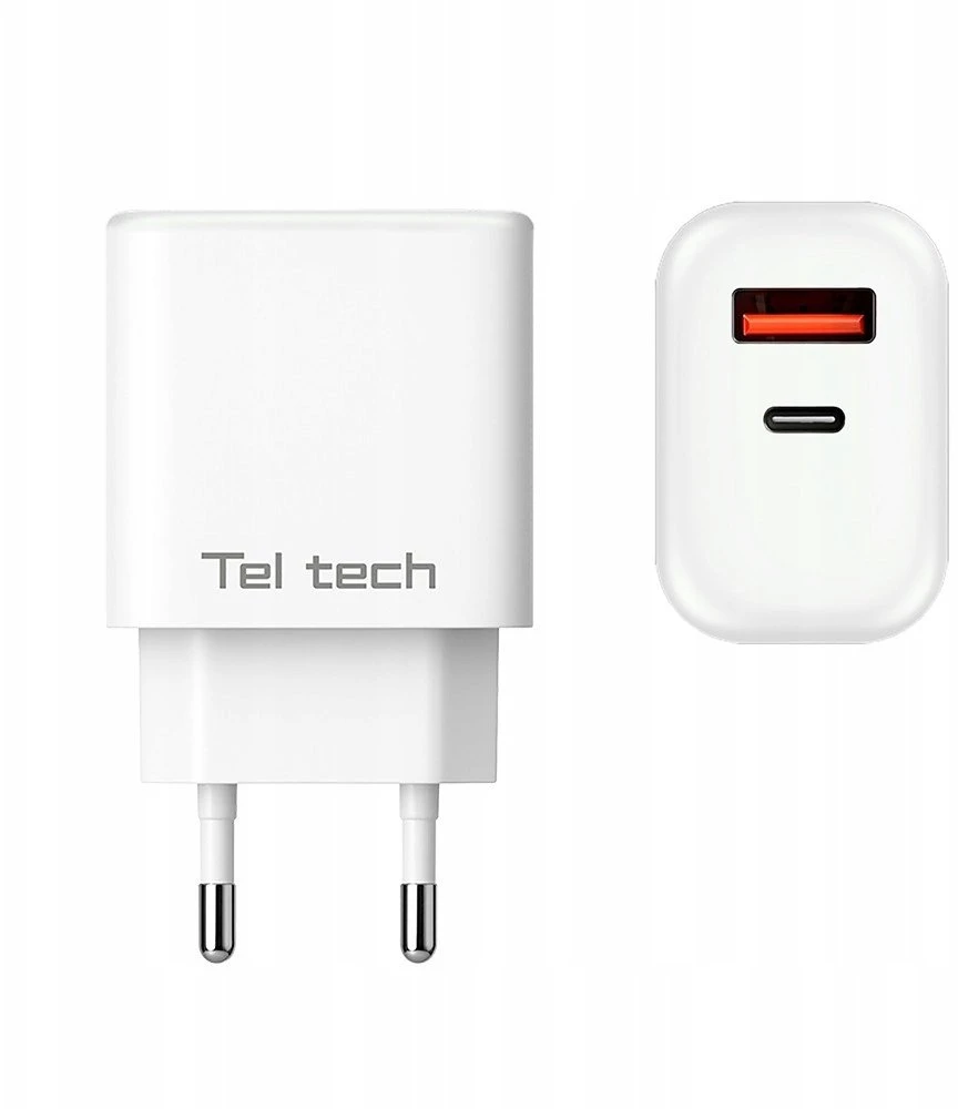 Teltech kroviklis jungiama į tinklą GaN USB+TYP-C 45W PD PPS balta TCH-03