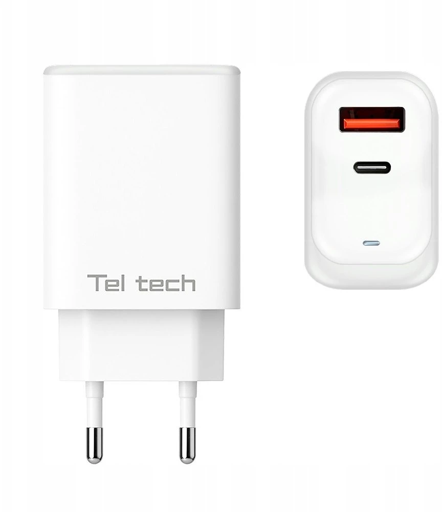 Teltech kroviklis jungiama į tinklą GaN USB / Typ-C 65W białyTCH-05