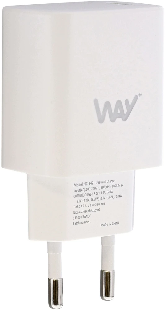 Įkroviklis TnB Tinklo USB-C 20 W Power Delivery PD greitasis telefonui T''nb Wav / Wchpd20w2 (SB12237)