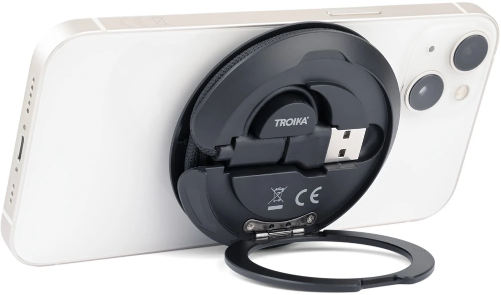 TROIKA CHW15 išmanusis telefonas, juodas, belaidis USB įkrovimas, greitas įkrovimas patalpose