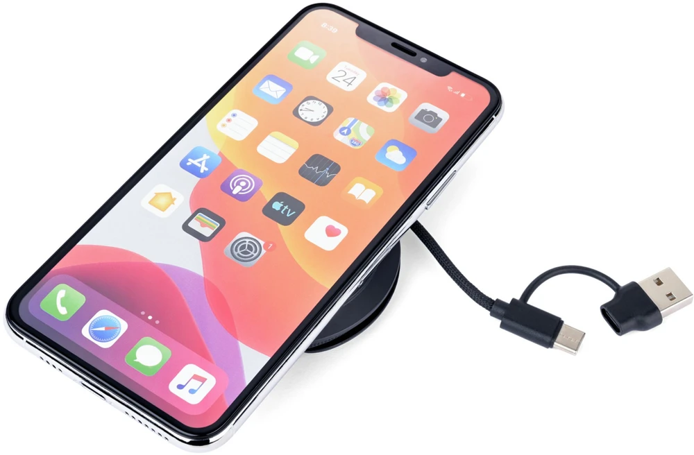 TROIKA CHW15 išmanusis telefonas, juodas, belaidis USB įkrovimas, greitas įkrovimas patalpose