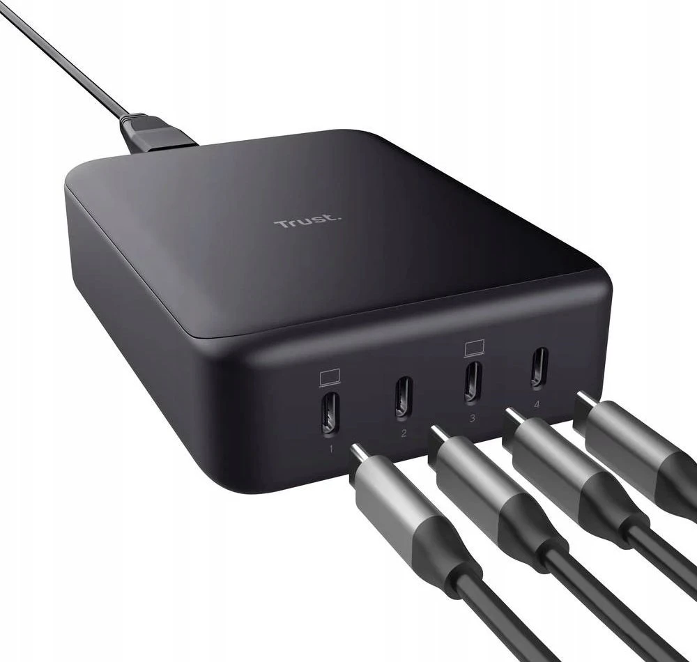 Trust Maxo - 240W GaN 4-port USB-C desk charger, juodas