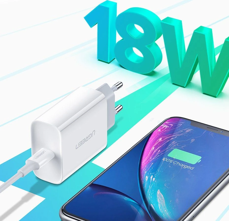 UGREEN CD137, 20W PD 3.0 USB-C sieninis įkroviklis (baltas)