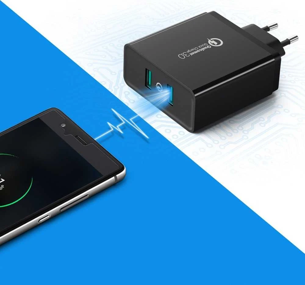 Greitas įkroviklis UGREEN, 2xUSB-A, 18W, PD 3.0 EU (juodas)