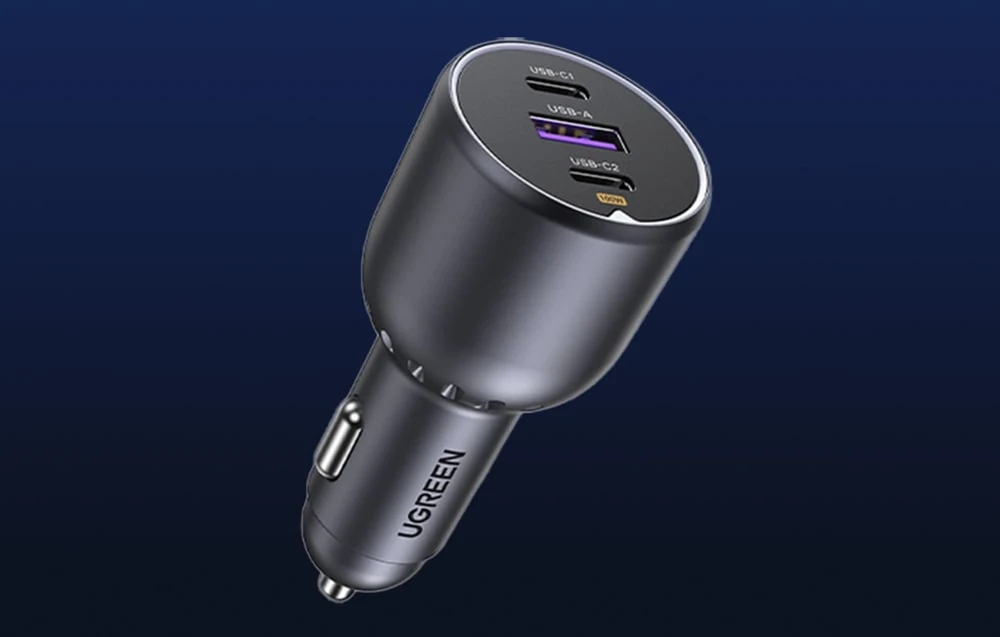 Ugreen 130W 3-Port Fast Car Char pilka Ausinės, Mobilus kompiuteris, Mobilusis telefonas, , Išorinė baterija, Telefonas Pilka Cigarų pridegiklis Automatinis