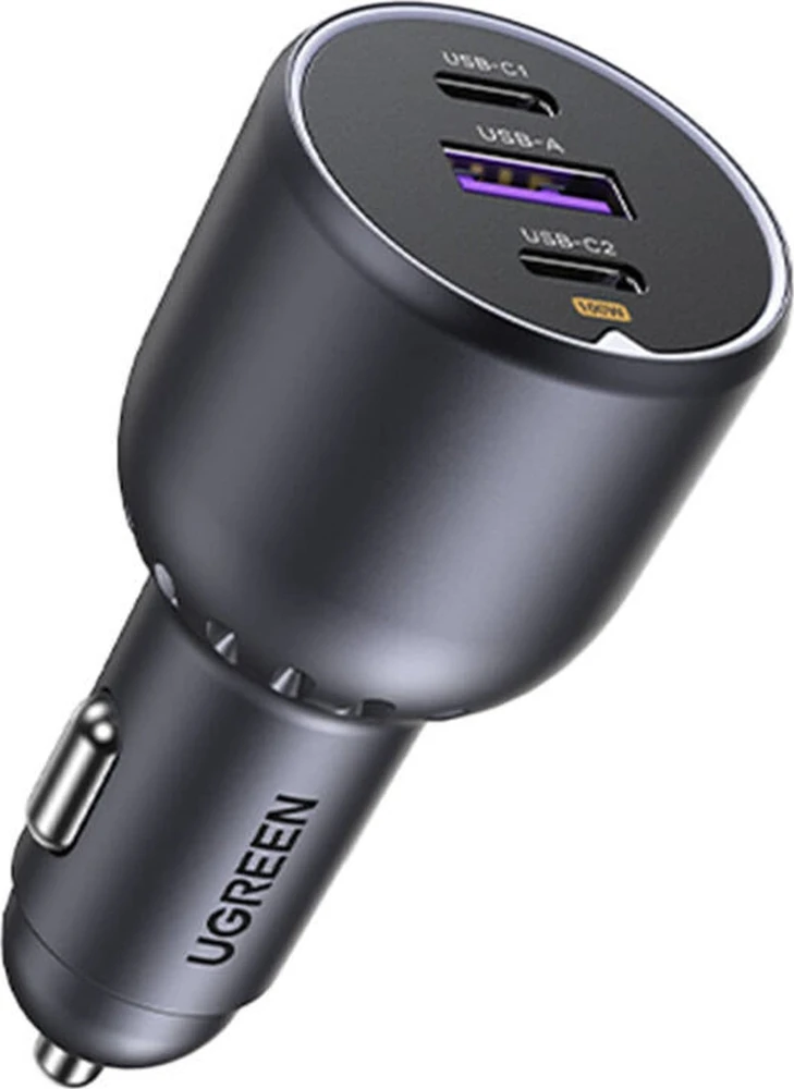 Ugreen 130W 3-Port Fast Car Char pilka Ausinės, Mobilus kompiuteris, Mobilusis telefonas, , Išorinė baterija, Telefonas Pilka Cigarų pridegiklis Automatinis