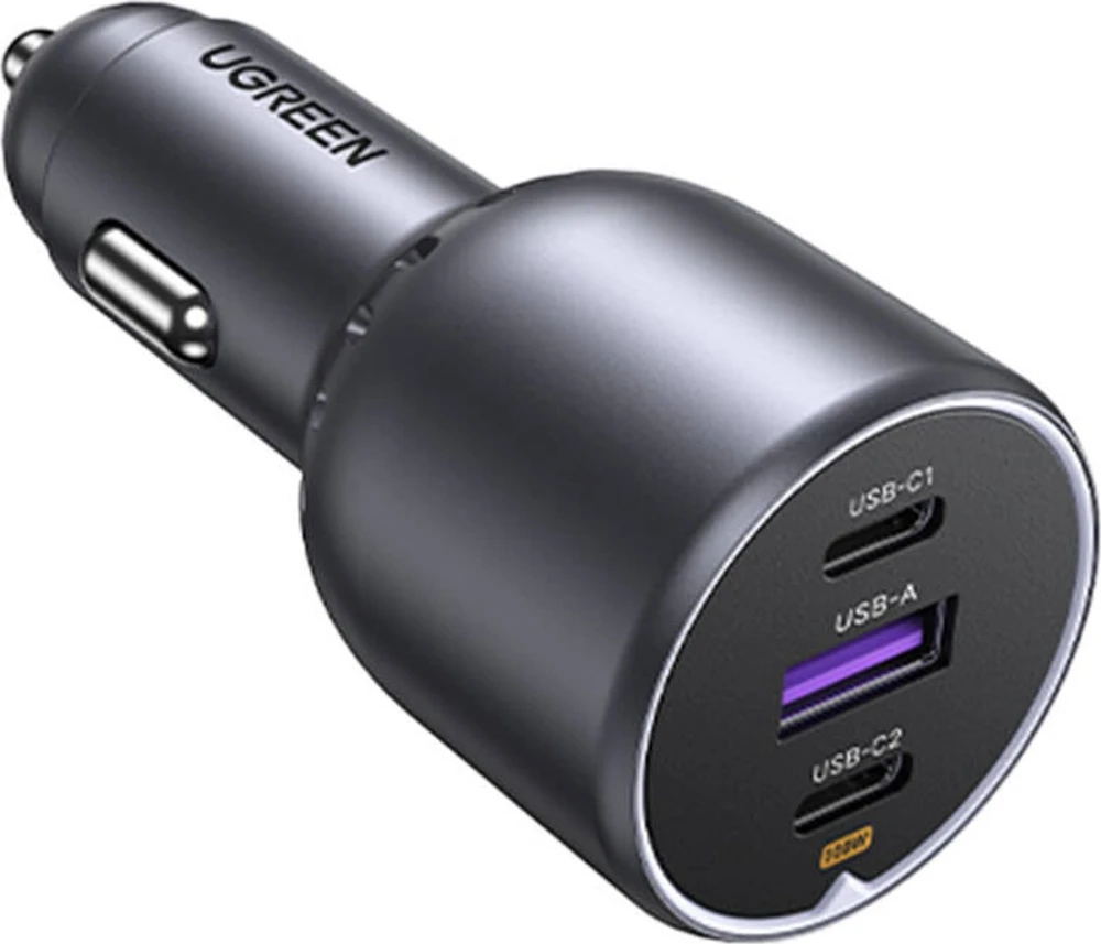 Ugreen 130W 3-Port Fast Car Char pilka Ausinės, Mobilus kompiuteris, Mobilusis telefonas, , Išorinė baterija, Telefonas Pilka Cigarų pridegiklis Automatinis