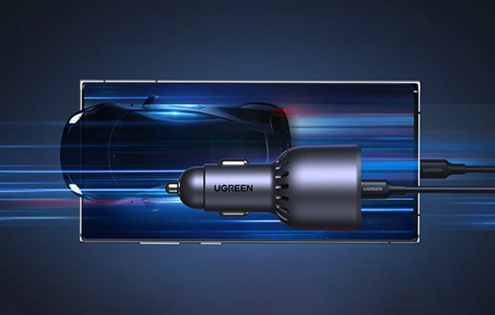 Ugreen 130W 3-Port Fast Car Char pilka Ausinės, Mobilus kompiuteris, Mobilusis telefonas, , Išorinė baterija, Telefonas Pilka Cigarų pridegiklis Automatinis