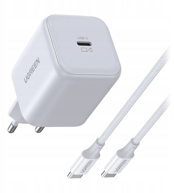 Įkroviklis jungiama į tinklą Ugreen X524 USB-C, GaN, 45W + kabelis 1m (balta)