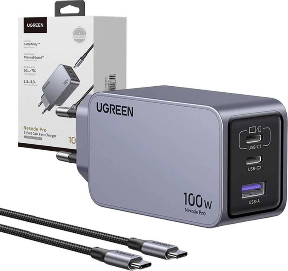 UGREEN Nexode Pro, 100W, 3 prievadų GaN greitasis įkroviklis