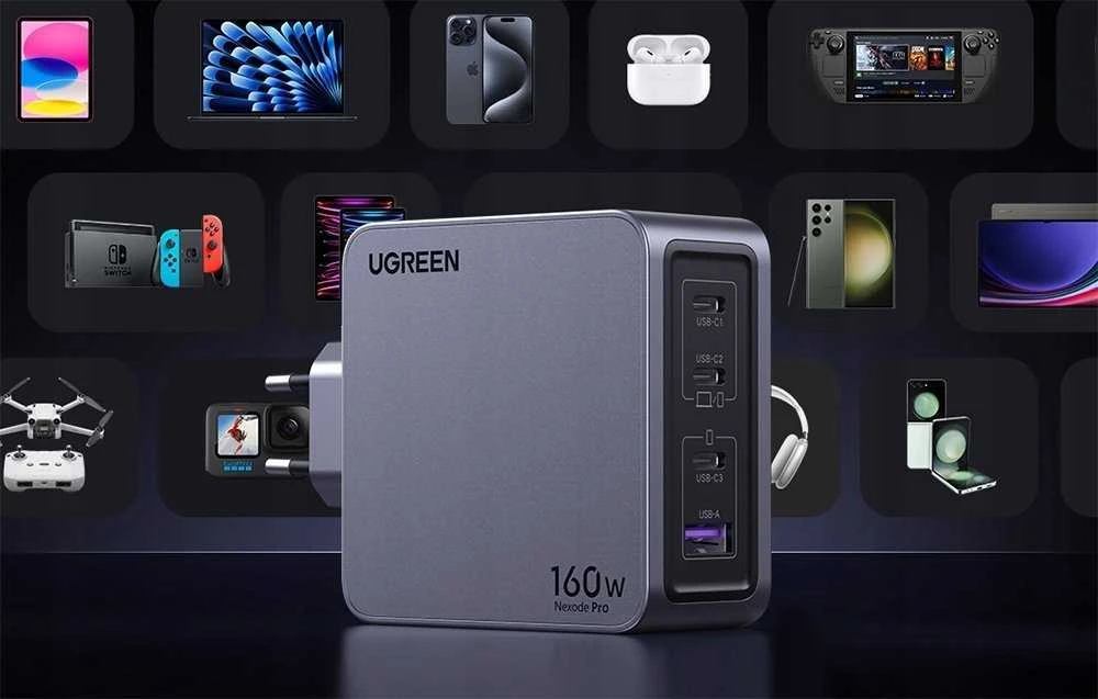 Ugreen Nexode Pro 160W 4 prievadų GaN USB įkroviklis