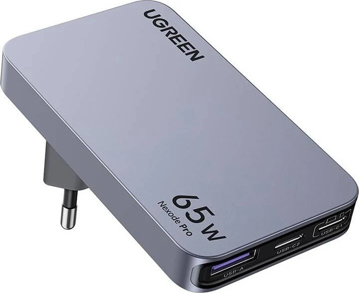 Mobiliųjų įrenginių ir nešiojamųjų kompiuterių sieninis įkroviklis UGREEN Pro 65W 3-Port GaN Ultra-Slim, su greituoju įkrovimu