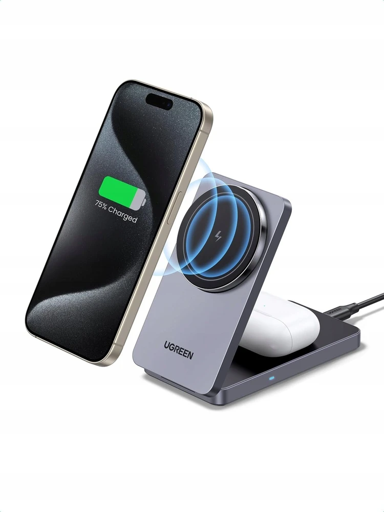 Įkroviklis indukcinė 2w1 Ugreen W528 do iPhone, AirPods, 20W (pilka)