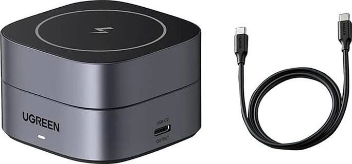Ugreen W526 3in1 MagSafe / Qi indukcinis telefono / ausinių įkroviklis su USB-C prievadu - juodos spalvos