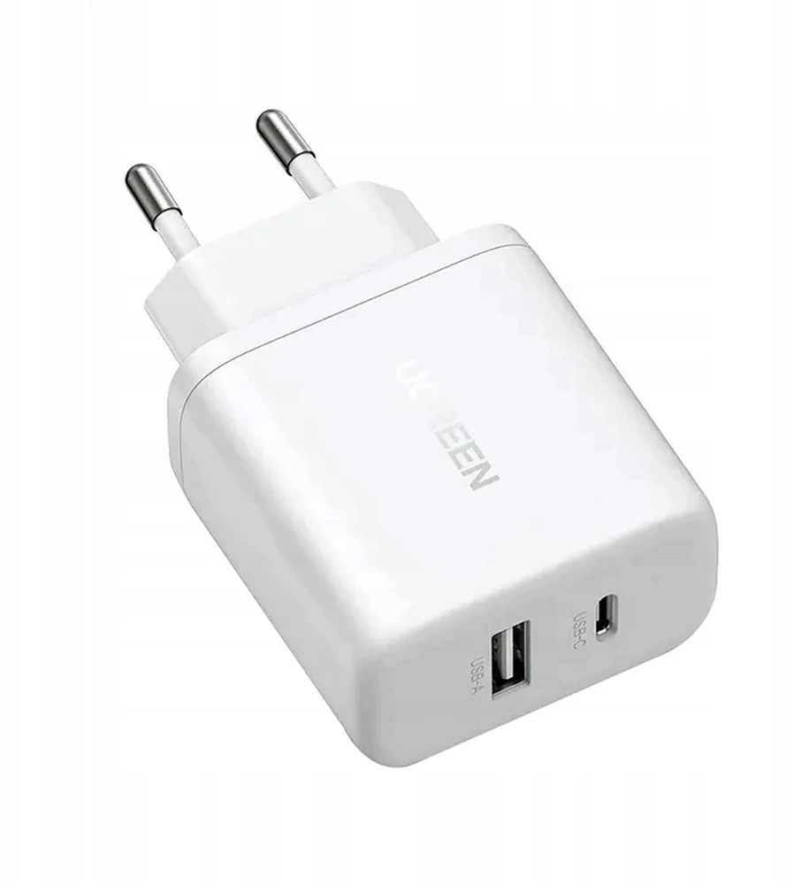 Ugreen X227 20W GaN Laidinis įkroviklis 1x USB-A 1x USB-C - baltos spalvos