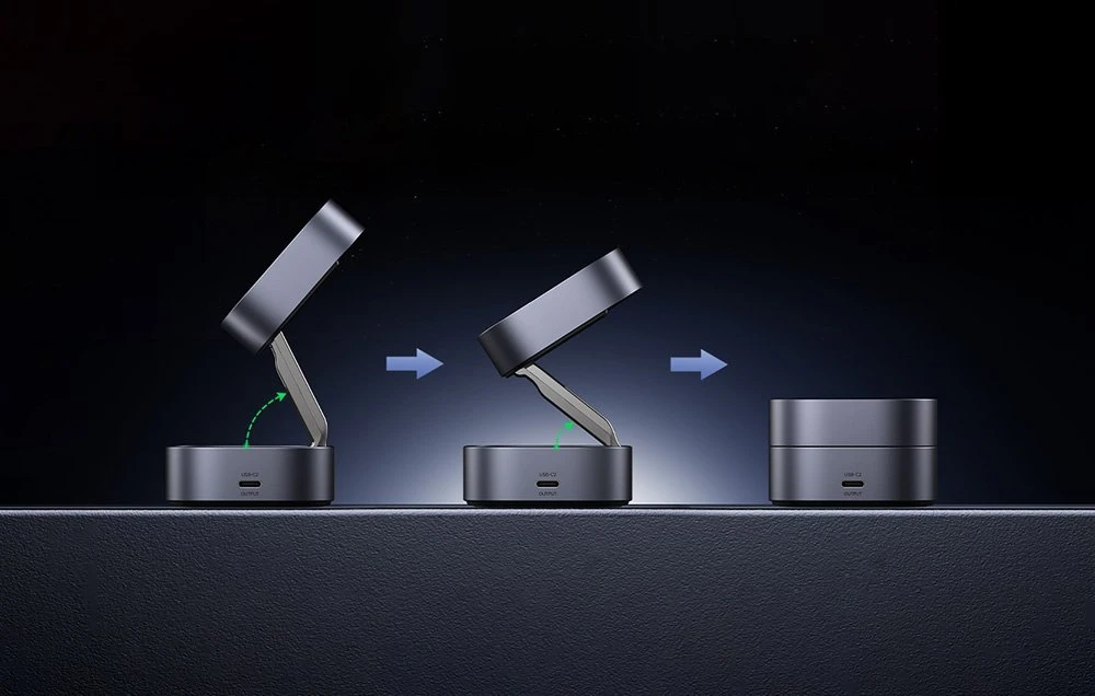 „Ugreen W702 3in1“ indukcinis įkroviklis su „MagSafe“ / „Qi2“ ir USB-C prievadu telefonui / ausinėms – juodos spalvos