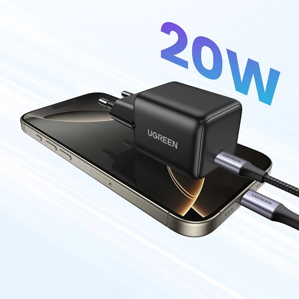 UGREEN X512 20 W GAN 1X USB-C maitinimo įkroviklis – juodas