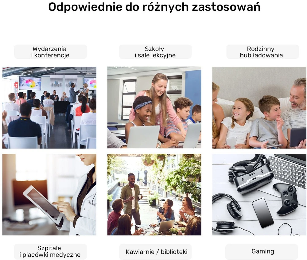 „Unitek“ 10 prievadų USB-C ir USB-A įkrovimo stotelė, 240 W