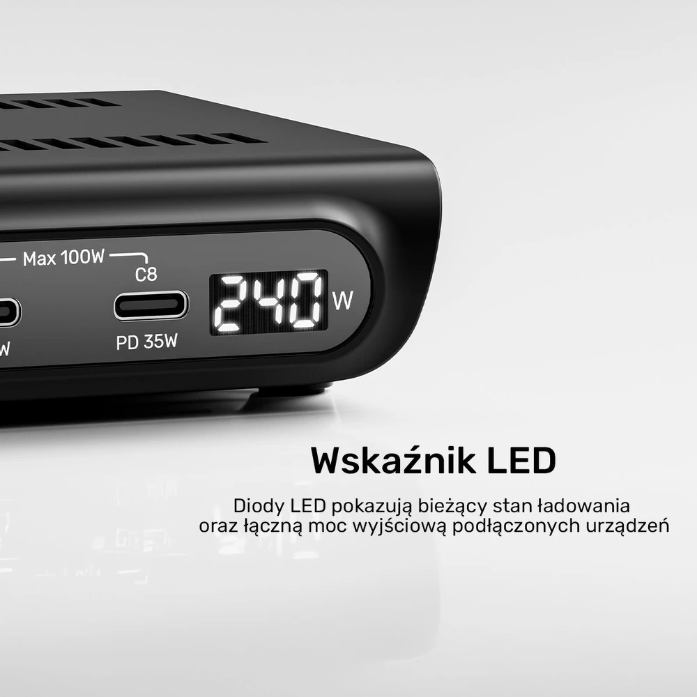 „Unitek“ 10 prievadų USB-C ir USB-A įkrovimo stotelė, 240 W