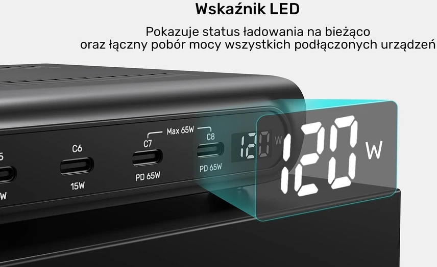 „Unitek“ išmanioji 10 prievadų USB-A/USB-C įkrovimo stotelė | 120 W | PD 3.0