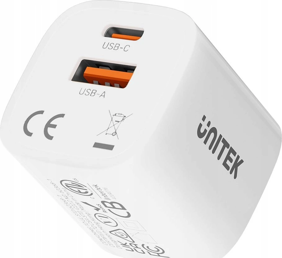 Unitek 1x USB-A 1x USB-C QC 33W balta