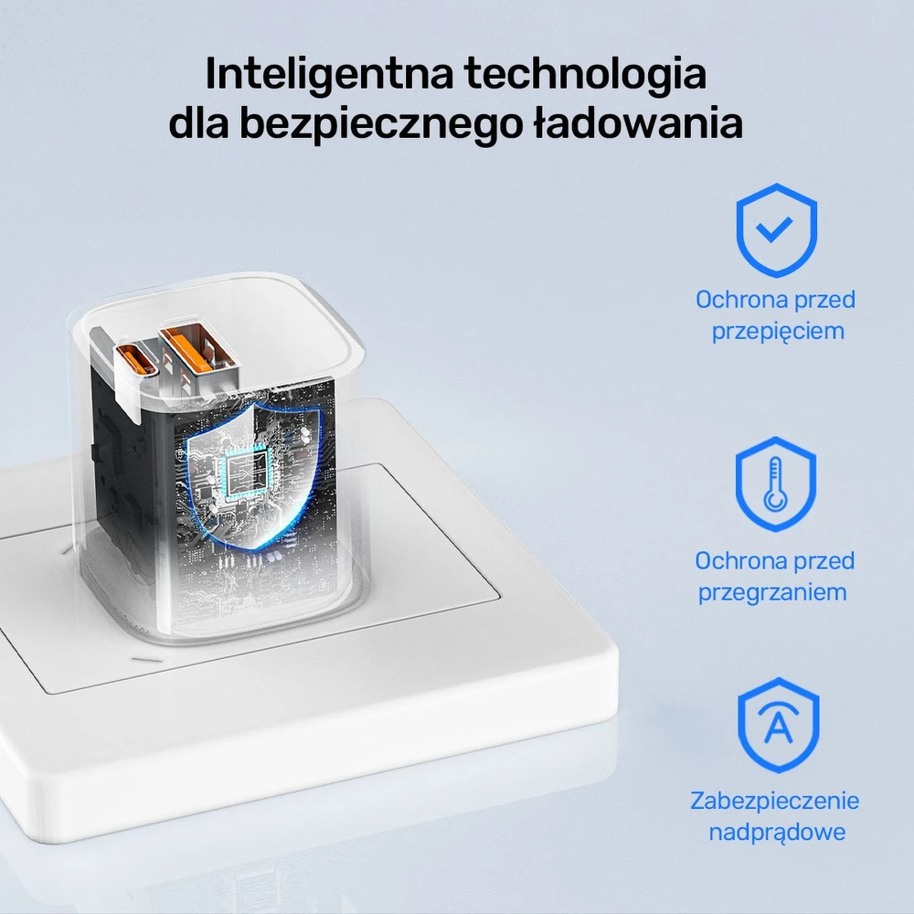 Unitek 1x USB-A 1x USB-C QC 33W balta