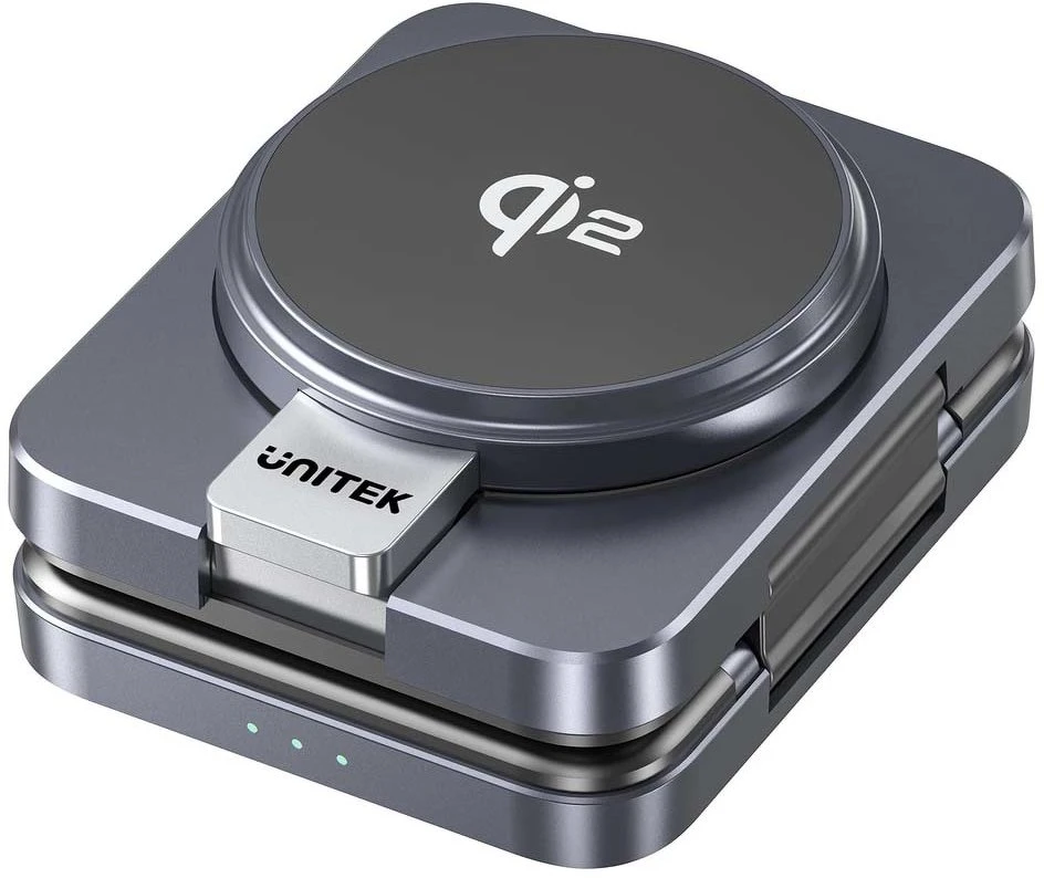 Unitek 3in1 sulankstoma įkrovimo stotis, Qi2, 15W, rutulinis