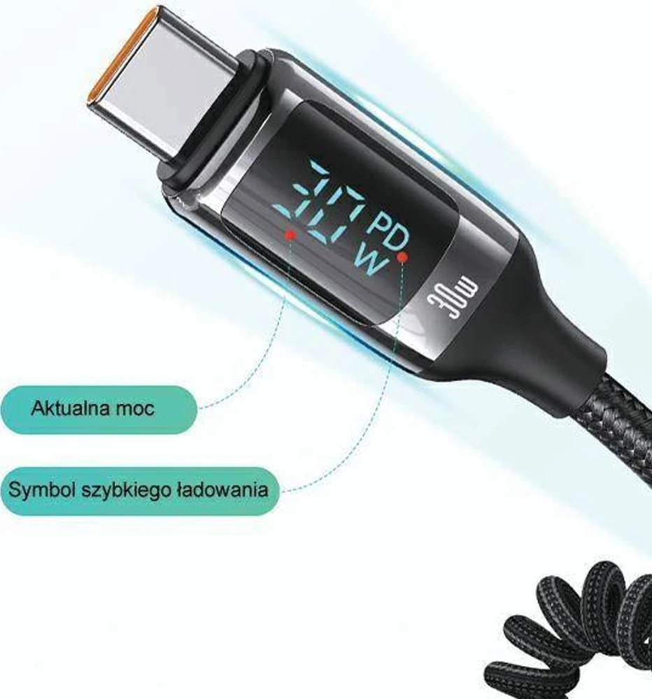 USAMS automobilinis įkroviklis C37 1xUSB+1xUSB-C 60W +USB-C Cable 30W PD+QC Fast Charge juodas CC192CC01