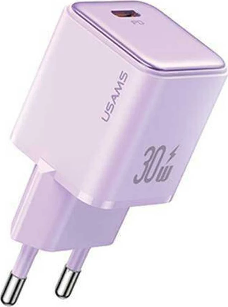 USAMS įkroviklis 1xUSB-C PD30W 3A (tik antgalis) PD3.0 greito įkrovimo violetinė X-ron serijos CC186