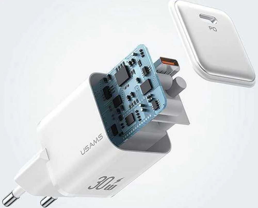 USAMS įkroviklis 1xUSB-C PD30W 3A (tik antgalis) PD3.0 greito įkrovimo violetinė X-ron serijos CC186