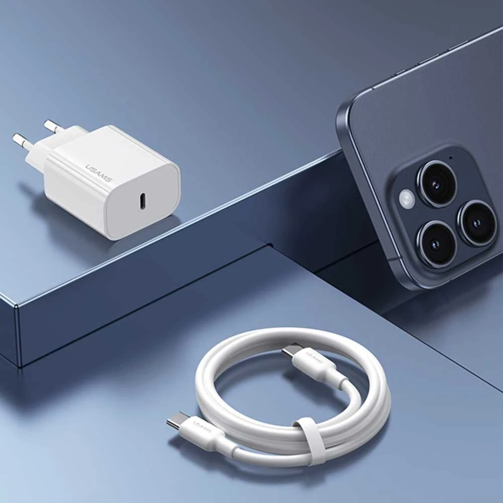 USAMS Laidinis įkroviklis 1xUSB-C T65 PD20W (only head) PD Fast Charging baltos spalvos CC226TC01 (US-CC226)