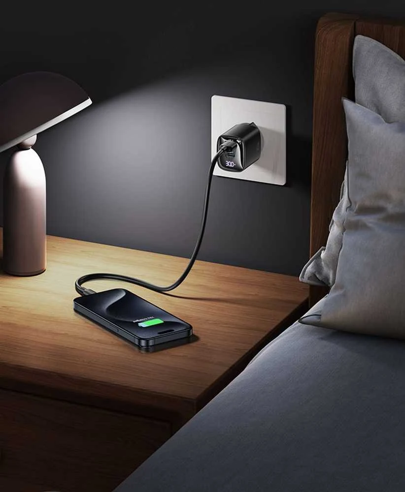 USAMS CC229 30W GaNUSB-C/USB-A greito įkrovimo XC serijos Baltas CC229TC02