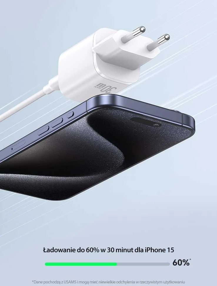 USAMS CC251 30W GaN USB-CFast Charging HC Series violetinės spalvos CC251TC03