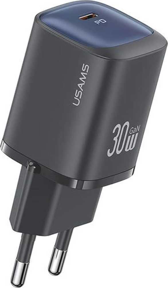 USAMS Laidinis įkroviklis CC251 30W GaN USB-CFast Charging HC Series juodos spalvos CC251TC01