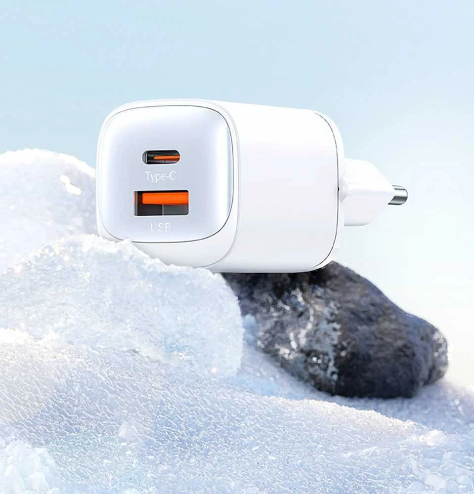 USAMS Laidinis įkroviklis CC254 30W GaNUSB-C/USB-A Fast Charging HC Series juodos spalvos CC254TC01