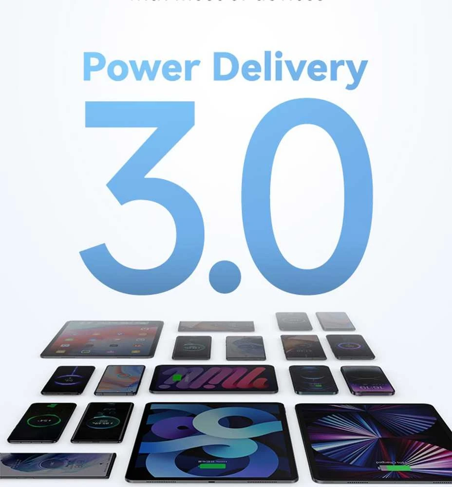 USAMS Laidinis įkroviklis CC254 30W GaNUSB-C/USB-A Fast Charging HC Series juodos spalvos CC254TC01
