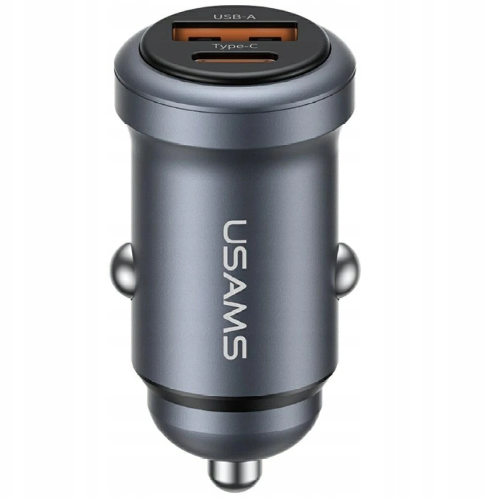 Automobilinis įkroviklis USAMS CC322 30W 1xUSB-A 1xUSB-C tarnish