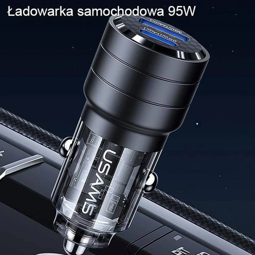 Usams C36 USB A+C 95W greitas automobilinis kroviklis