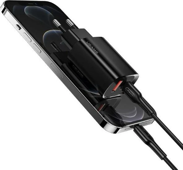 USAMS Tinklo įkroviklis 1xUSB-C+1xUSB T35 20W (only head) PD3.0 +QC3.0 Fast Charging baltos spalvos CC121TC01 (US-CC121)