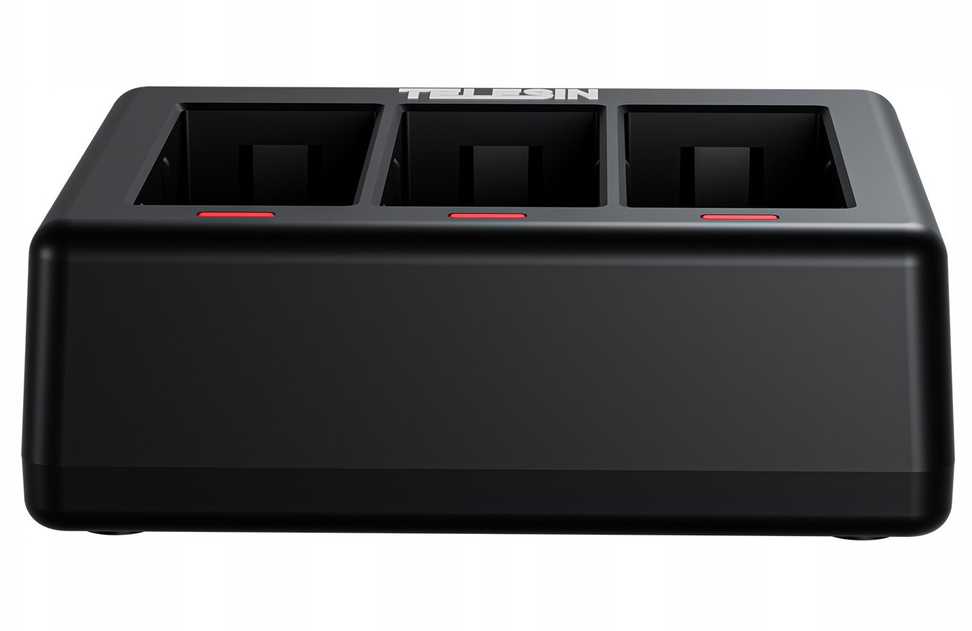 null Baterijų Įkroviklis - Telesin S0-ECB-07-TGP 3-Kanalo USB-C įkroviklis su 2x 1900mAh baterijomis