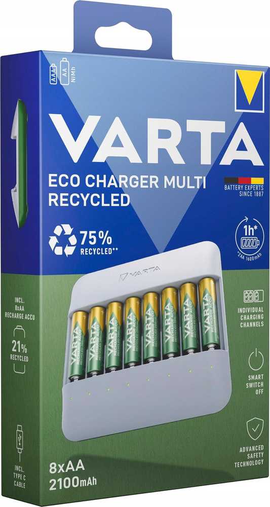Varta Eco Charger Multi Recycled + 8 x 2100 mAh AA 57682 101 121