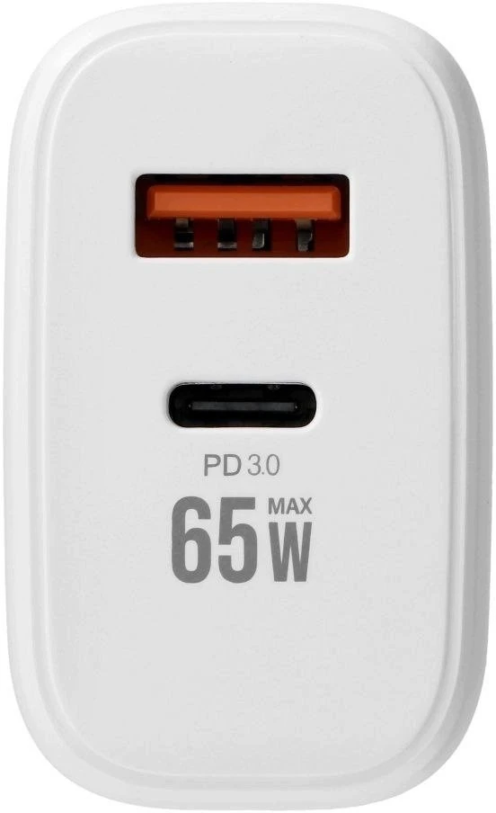 Telefono įkroviklis VEGER USB A + Typ C PD QC3.0 3,25A 65W + laidas USB C į USB C TR67 baltas