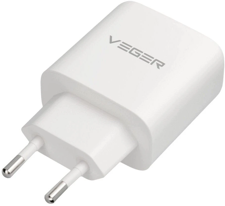 Telefono įkroviklis VEGER USB A + Typ C PD QC3.0 3,25A 65W + laidas USB C į USB C TR67 baltas