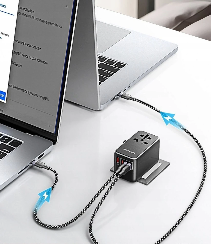 Adapteriai su „Vention“ 100 W įkrovikliu, 1xUSB-A, 3xUSB-C