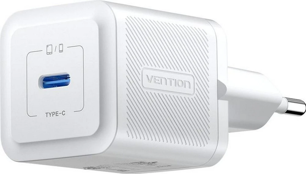 Vention Sieninis įkroviklis, ventiliacija, FEPW0-EU, USB-C, 20W, GaN (balta)